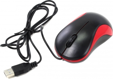 Мышь проводная Оклик 115S USB, 800 dpi, 1.2 м, Black+Red